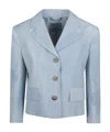 Ermanno Scervino Tailored Jacket With Embroidered Notched Lapel In Gray