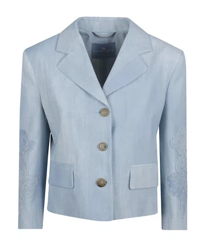 ERMANNO SCERVINO DENIM-PRINT BLAZER