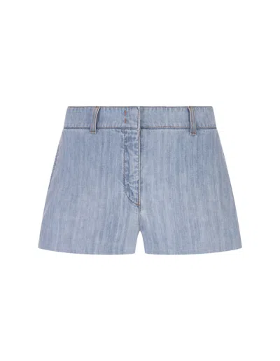 Ermanno Scervino Denim Print Shorts In Blue