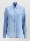 Ermanno Scervino Denim Shirt With Floral Lace Embroidery