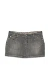 Ermanno Scervino Herringbone-pattern Mini Denim Skirt In Gray