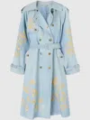 Ermanno Scervino Denim Trench Coat In Blue