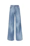 Ermanno Scervino Viscose Trousers With Vintage Jeans Print In Azzurro