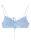 Ermanno Scervino Devoré Denim Bra In Blue