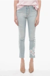 ERMANNO SCERVINO DISTRESSED SLIM FIIT JEANS WITH LACES MACRAME' DETAILS