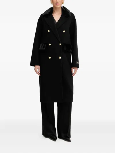 Ermanno Scervino Double-breasted Buttoned Coat In Black