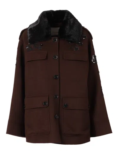 Ermanno Scervino Double-breasted Caban Coat With Wide Lapels In Black