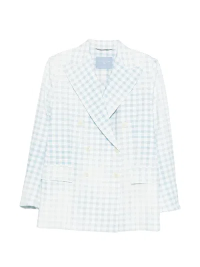 Ermanno Scervino Double-breasted Checked Blazer In Blue