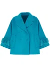 Ermanno Scervino Turquoise Wool Blend Coat In Blue