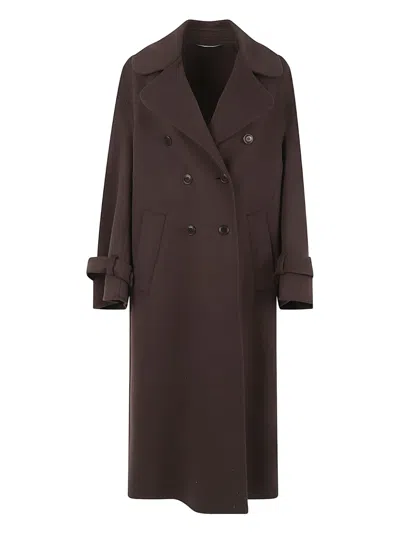 Ermanno Scervino Double-breasted Coat In Brown