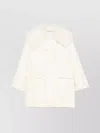 Ermanno Scervino Double Breasted Coat With Faux Fur Collar In White