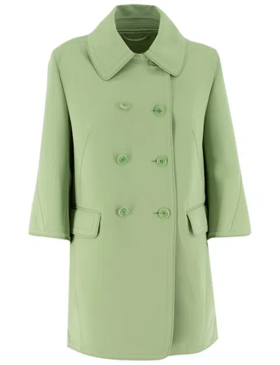 Ermanno Scervino Double-breasted Coat With Logo Buttons In Swamp