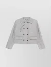 Ermanno Scervino Soft Wool-polyamide Blend Cropped Double-breasted Jacket In Gray