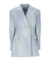 Ermanno Scervino Double-breasted Jacket In Viscose Marocain With Denim Print