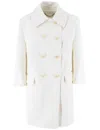 Ermanno Scervino Double-breasted Off-white Coat With Logo Buttons In White