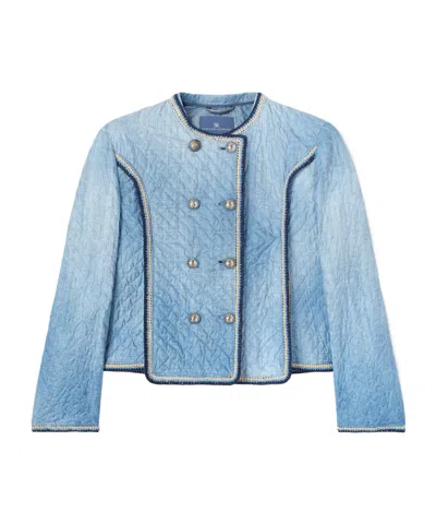 Ermanno Scervino Double-breasted Quilted Jacket In Blue