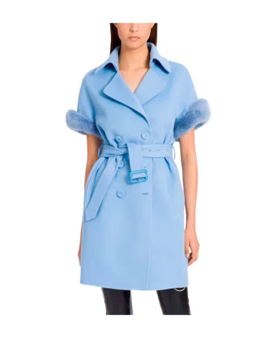 Ermanno Scervino Double-breasted Short-sleeved Coat In Blue