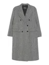 Ermanno Scervino Herringbone-pattern Double-breasted Coat In Gray