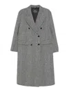 Ermanno Scervino Herringbone-pattern Double-breasted Coat In Gray