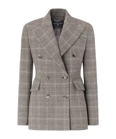 Ermanno Scervino Double-breasted Jacket In Wool With Yarn-dyed Glen Plaid Pattern In Gray
