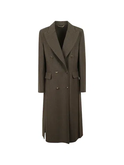 Ermanno Scervino Double-breasted Peak-lapel Coat In Brown
