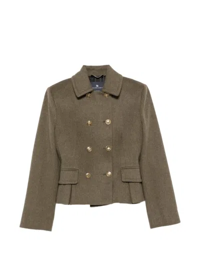 Ermanno Scervino Double-breasted Peplum Jacket In Green