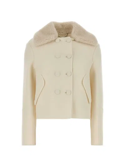 Ermanno Scervino Faux Fur-collar Virgin Wool Jacket In Neutral