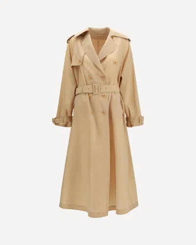 Ermanno Scervino Double-breasted Trench In Georgette Bonded With Silk Chiffon In Brown