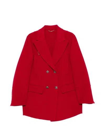 Ermanno Scervino Double-breasted Wool Coat In Burgundy