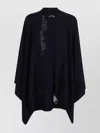 Ermanno Scervino Draped Cape With Embroidered Ribbed Texture In Blue
