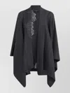 Ermanno Scervino Draped Cape With Ribbed Hem And Embroidery In Gray