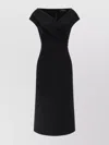 Ermanno Scervino Draped Neckline Midi Length Off-shoulder Dress In Black