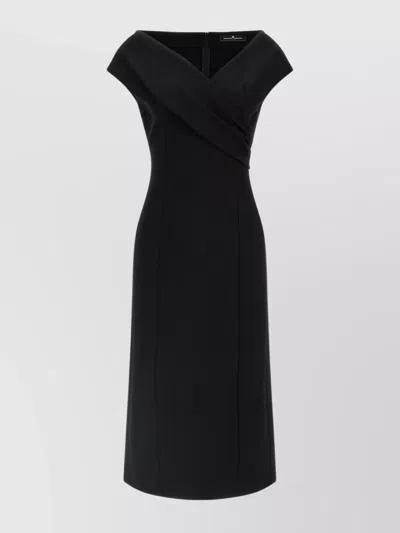 ERMANNO SCERVINO DRAPED NECKLINE MIDI LENGTH OFF-SHOULDER DRESS