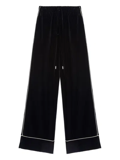 Ermanno Scervino Drawstring Piped Trousers In Black
