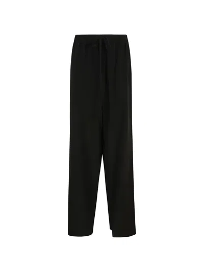 Ermanno Scervino Drawstring Silk Trousers In Black