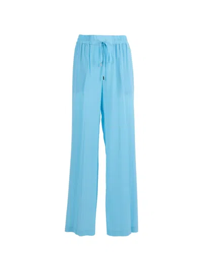 Ermanno Scervino Drawstring Silk Trousers In Blue