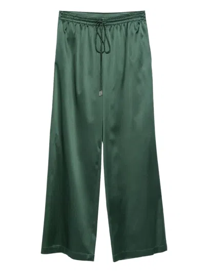 Ermanno Scervino Drawstring Silk Trousers In Green