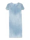 Ermanno Scervino Flowing Gradient Dress With Lace Detailing In Azul