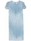 Ermanno Scervino Flowing Gradient Dress With Lace Detailing In Blue