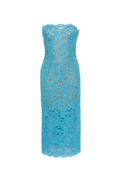 Ermanno Scervino Strapless Lace Midi Dress In Blue