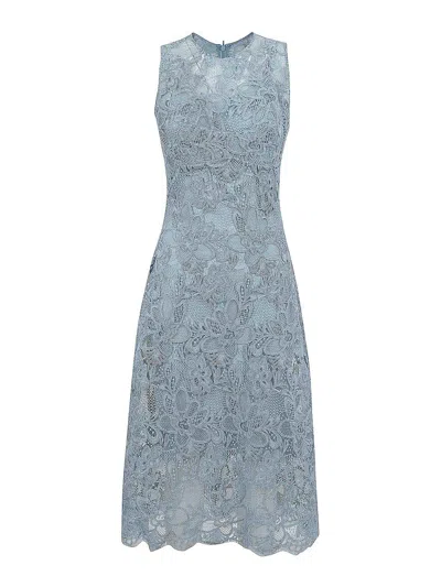 Ermanno Scervino Lace Midi Dress In Light Blue