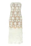 Ermanno Scervino Lace Overlay Strapless Midi Dress In Bianco