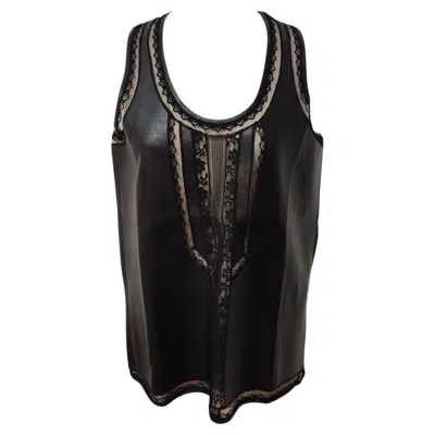 Pre-owned Ermanno Scervino Eco + Lace Top Size 44 In Black