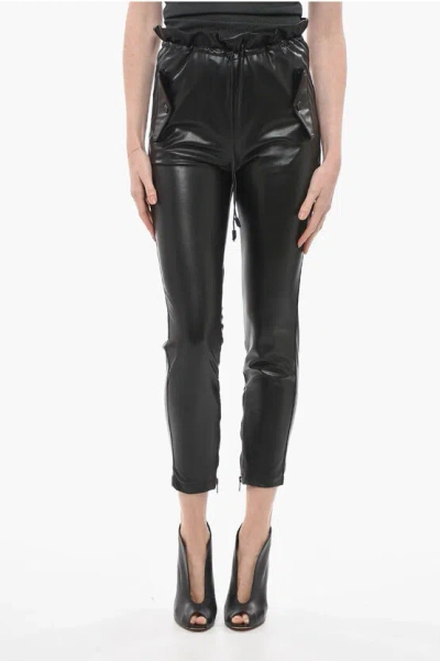 Ermanno Scervino Eco-leather Pants With Drawstringed Waist In Black