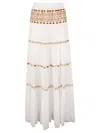 ERMANNO SCERVINO ELASTIC WAIST LAYERED EMBROIDERED FLARE SKIRT