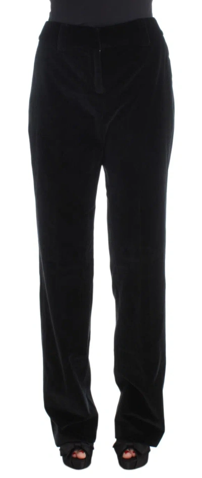 Ermanno Scervino Velvet Cotton Trousers In Black