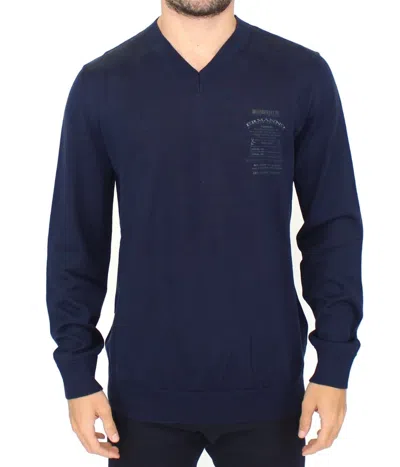 Ermanno Scervino Wool Blend V Neck Pullover Sweater In Blue