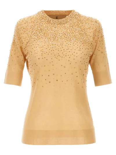 Ermanno Scervino Embellished Crewneck Jumper In Beige