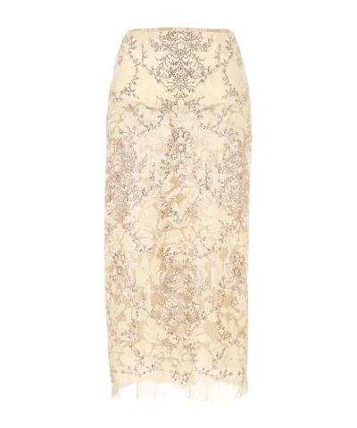 Ermanno Scervino Embellished-detail Midi Skirt In Brown