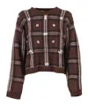 Ermanno Scervino Finely Knit Sweater With Classic Crew Neckline In Brown